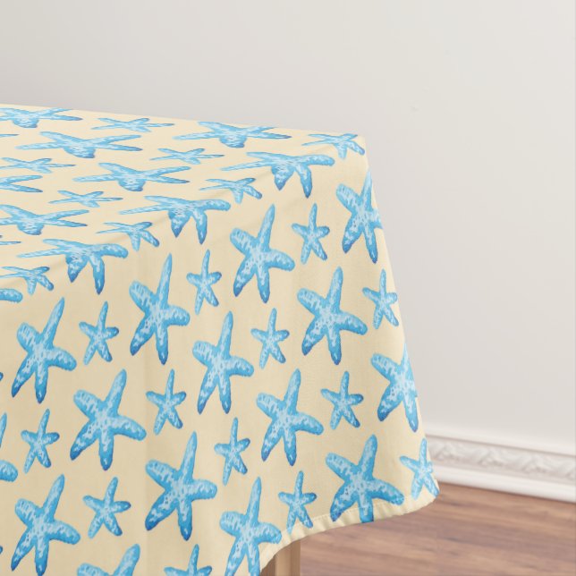 Nappe Motif bleu d'étoiles de mer d'aquarelle (In Situ)