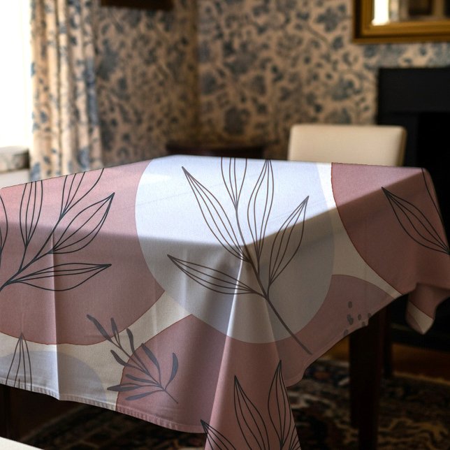 Nappe Motif botanique abstrait rose poussiéreux et vert  (Créateur téléchargé)