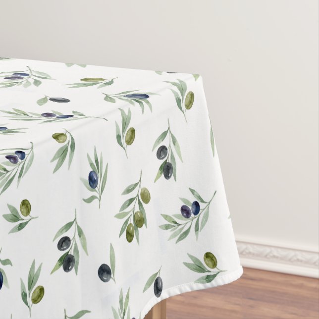 Nappe Motif botanique chic aquarelle vert olive (In Situ)