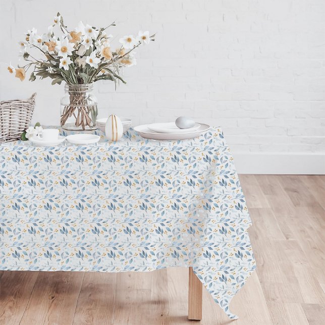 Nappe Motif botanique élégant à l'aquarelle bleue (Créateur téléchargé)