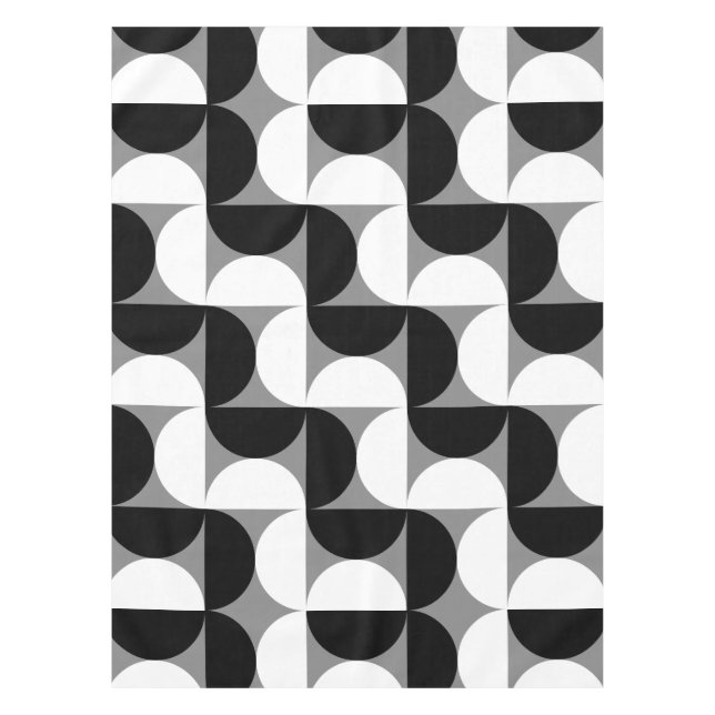 Nappe Motif Bowls du Moyen-siècle noir blanc (Devant)