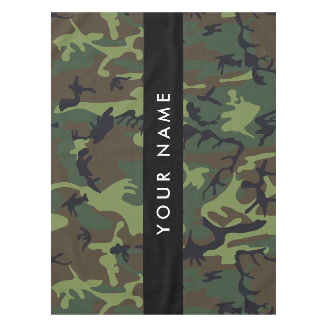 Nappe Motif Camouflage Vert, Votre nom, Personnaliser (Devant)