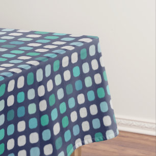 Nappe Motif Carré rond bleu foncé Aqua Turquoise