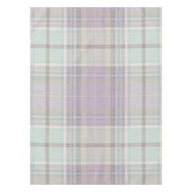 Nappe Motif carreau tartan violet clair sarcelle  (Devant)