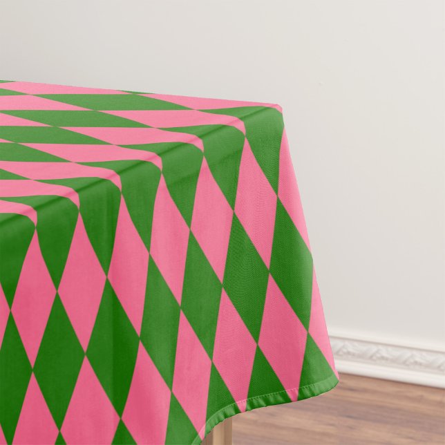 Nappe Motif Carreaux Harlequin Vert Rose  (Créateur téléchargé)
