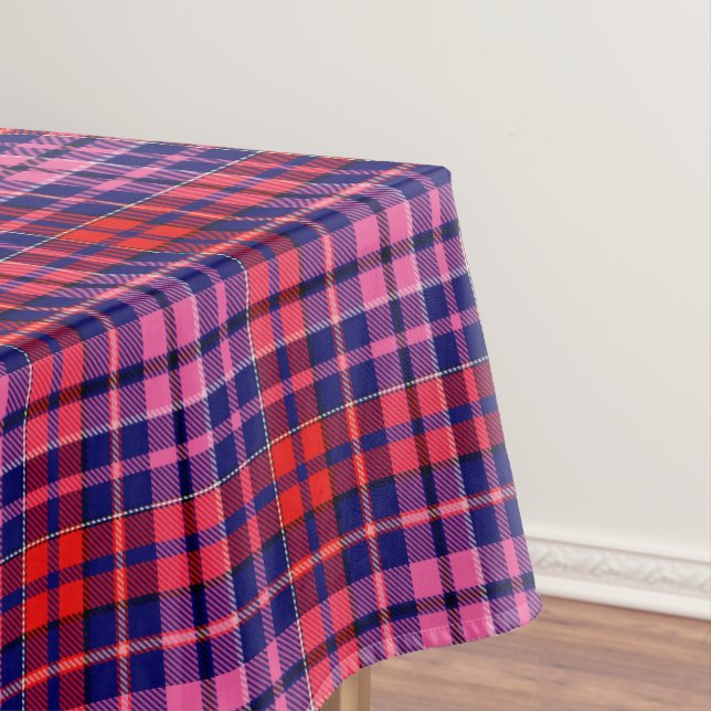 Nappe Motif carreaux tartan bleu marine rouge rose  (In Situ)