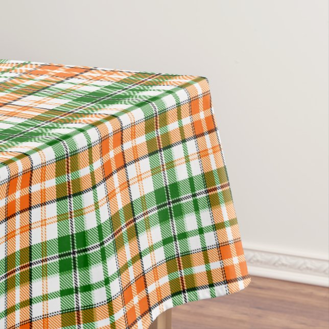 Nappe Motif carreaux tartan vert orange blanc  (In Situ)