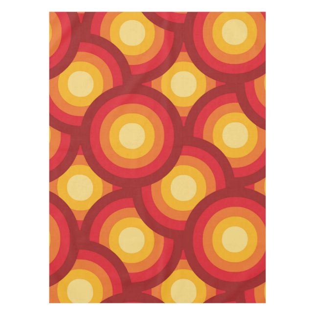 Nappe Motif Cercles Orange Jaune Rouge Rétro 70  (Devant)