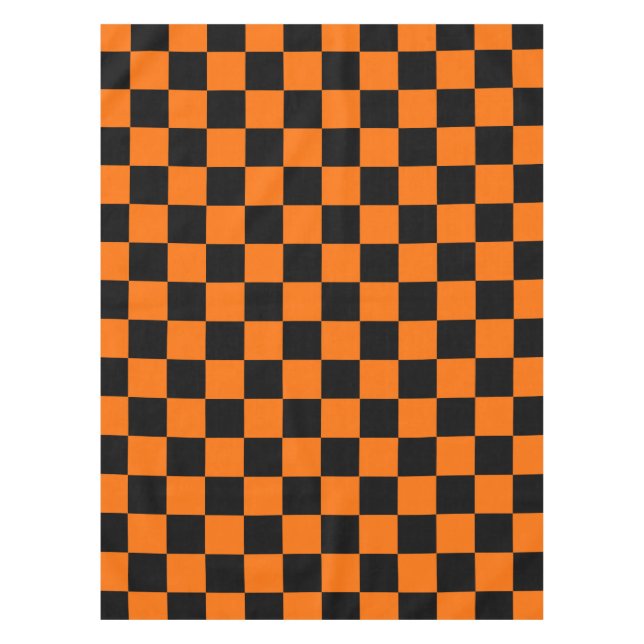 Nappe Motif chèque À damiers orange noir (Devant)