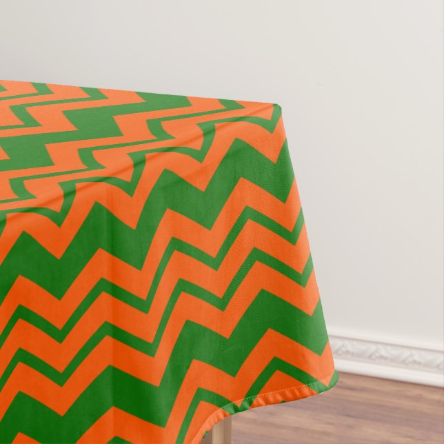 Nappe Motif chevron zigzag vert orange  (In Situ)