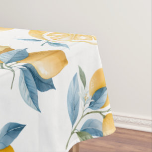Nappe Motif Citron Méditerranéen Bleu
