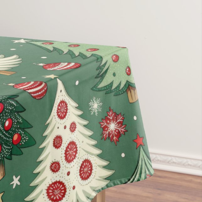 Nappe Motif Classique d'Arbre de Noël Vert pour les Fête (In Situ)