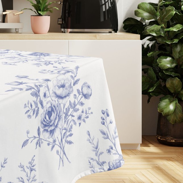 Nappe Motif classique de fleurs bleues Toile bleue franç (In situ)