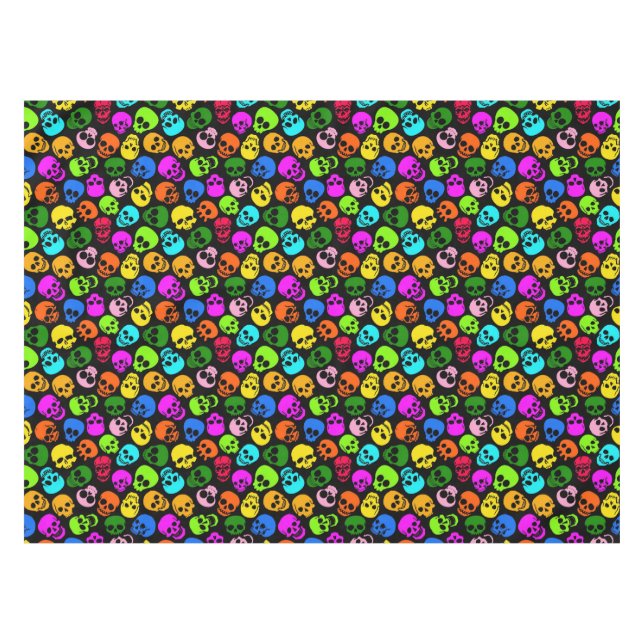 Nappe Motif coloré de crânes dans le noir (Devant (Horizontal))