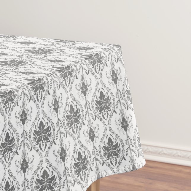 Nappe Motif Damask blanc et gris (In Situ)