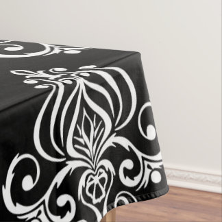 Nappe Motif damassé noir et blanc personnalisé