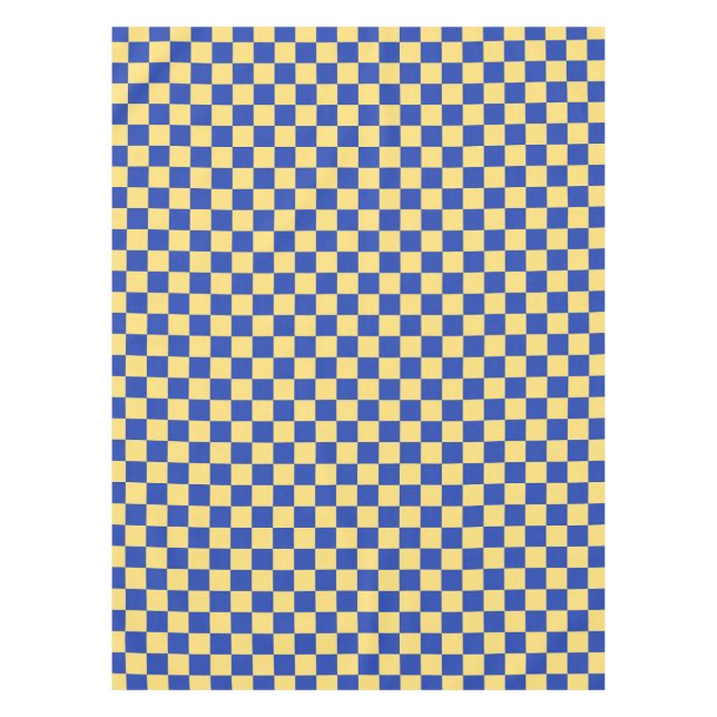 Nappe Motif damier jaune beurre et bleu (Devant)