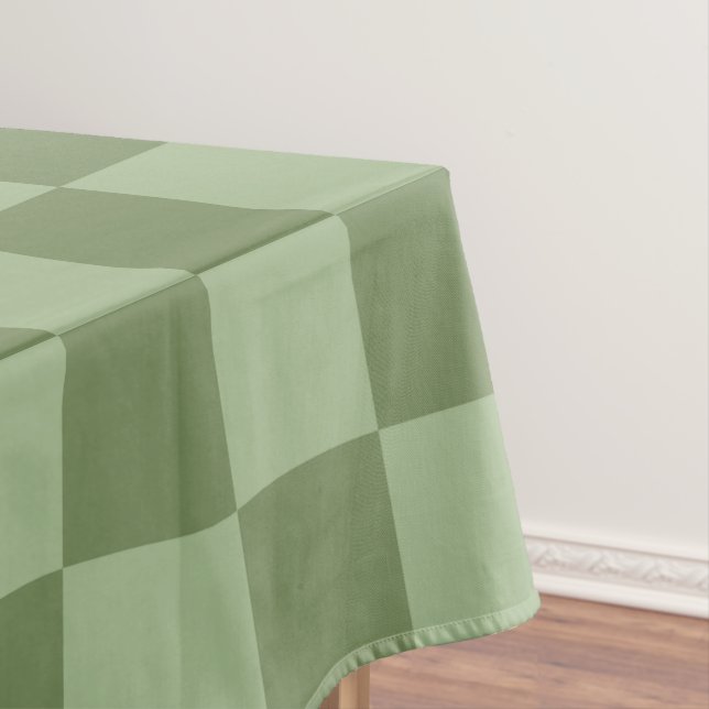 Nappe Motif damier vert sauge minimaliste (In Situ)