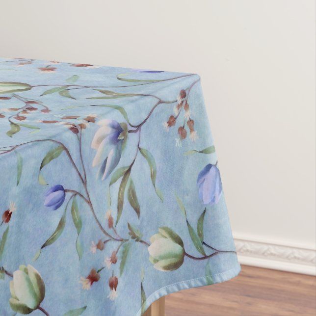 Nappe Motif d'anémones de tulipes bleues et blanches (In Situ)