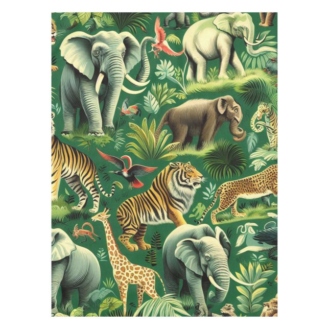 Nappe Motif d'animaux de la jungle vintage (Devant)