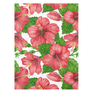 Nappe Motif d'aquarelle d'hibiscus rouge