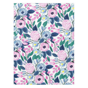 Nappe Motif d'aquarelle Sweet Rose Navy Flowers