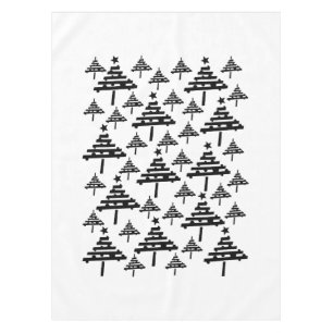 Nappe Motif d'arbre de Noël noir et blanc moderne