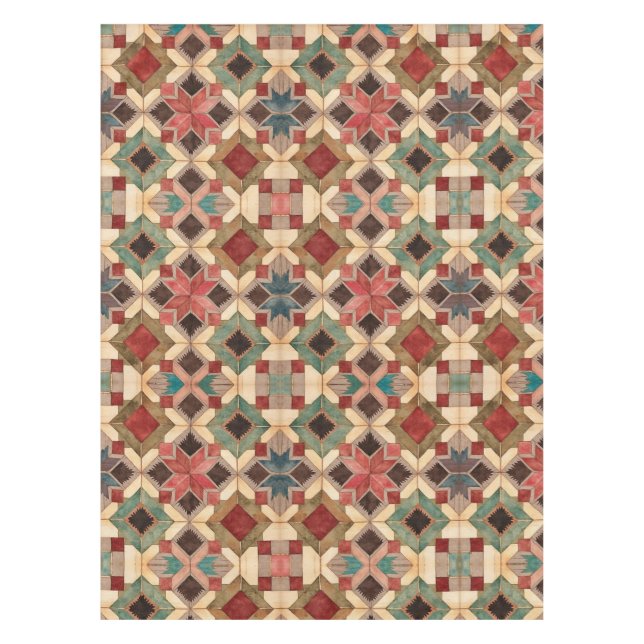 Nappe motif d'art de bloc de patchwork géométrique vinta (Devant)