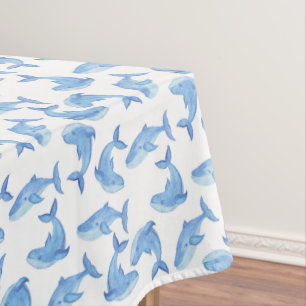 Nappe Motif de baleine bleue d'aquarelle