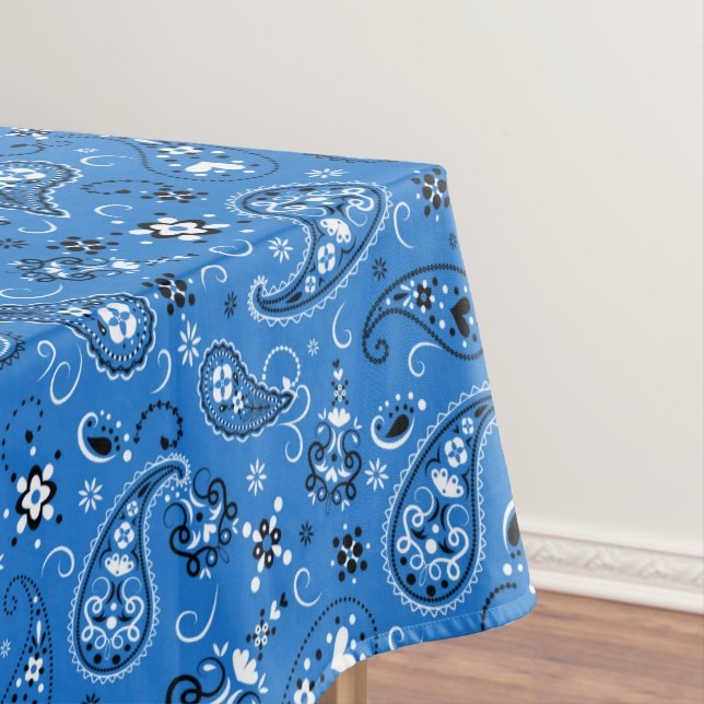 Nappe Motif de Bandana Retro Blue Paisley (In Situ)