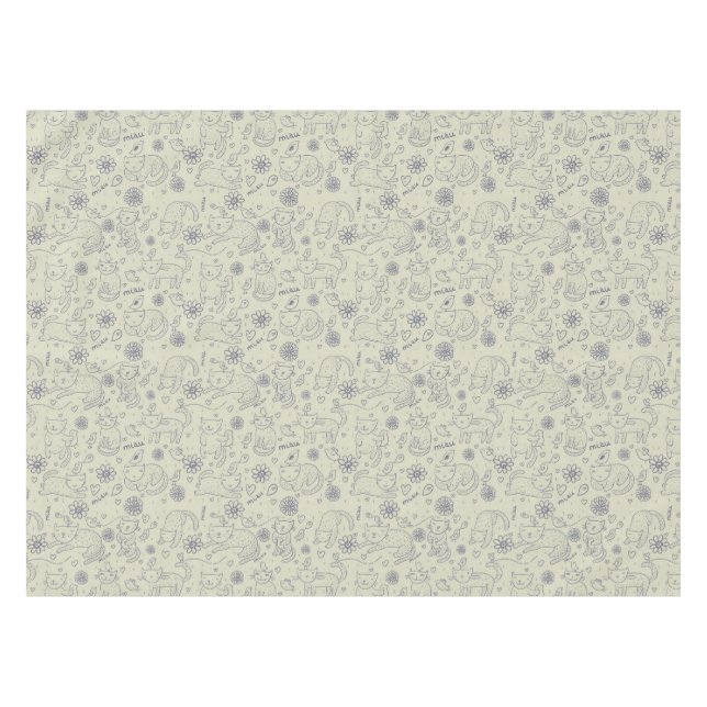 Nappe Motif de bande dessinée avec les chats drôles (Devant (Horizontal))