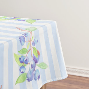 Nappe Motif de bandes botaniques de myrtille à l'aquarel