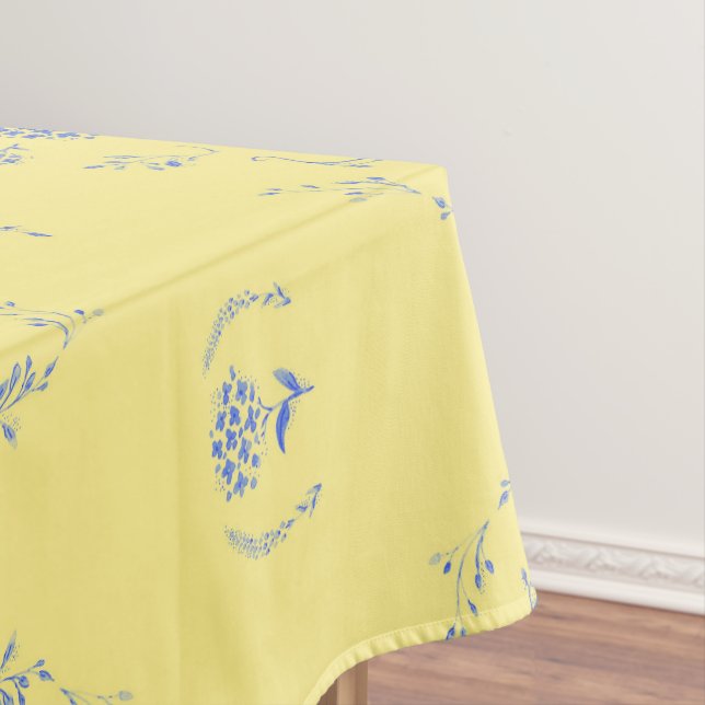 Nappe Motif de bloc Hydrangea - Jaune et Bleu (In Situ)