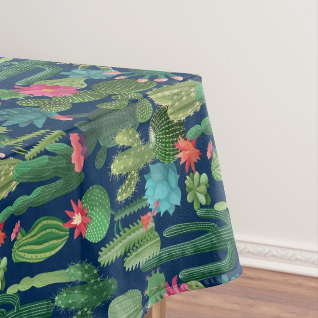 Nappe Motif de cactus Turquoises verts en fleurs (In Situ)