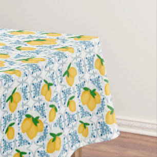 Nappe Motif de carreau floral bleu citron de campagne fr