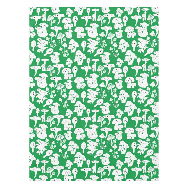 Nappe Motif de champignon noir 01b BG vert (Devant)