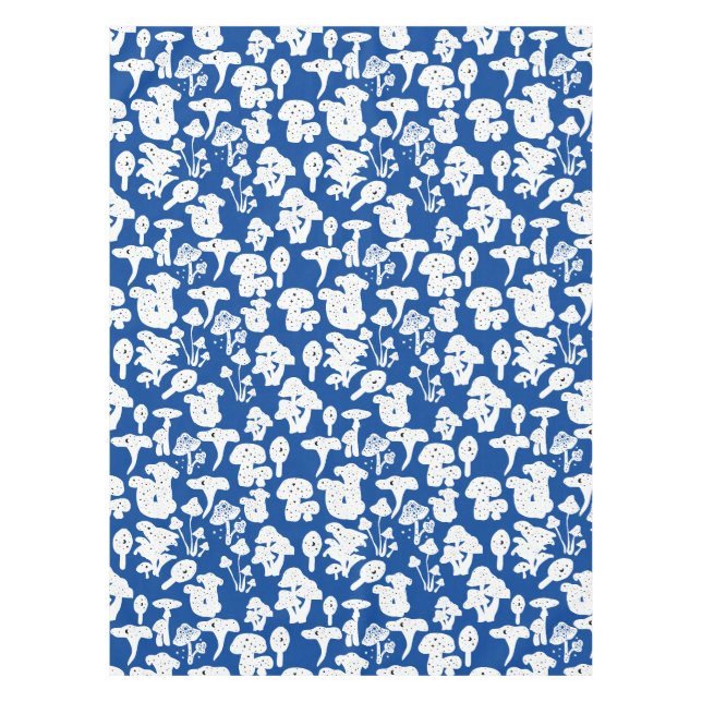 Nappe Motif de champignon noir 01b bleu BG (Devant)
