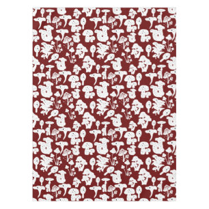 Nappe Motif de champignon noir 01b DRed BG