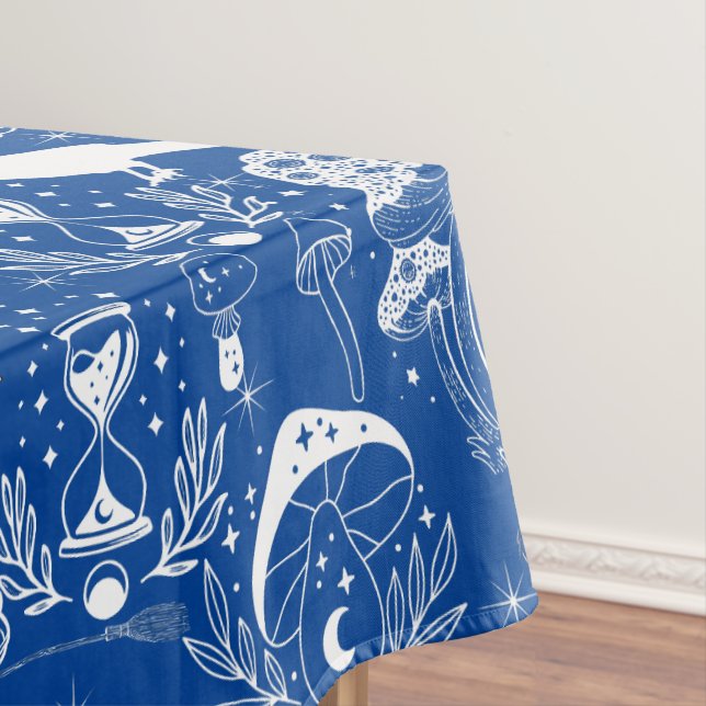 Nappe Motif de champignon psychédélique 2D.BW.b Bleu BG (In Situ)