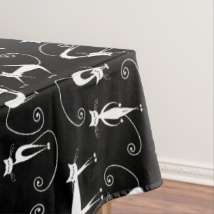 Nappe Motif de chat blanc élancé fantaisiste