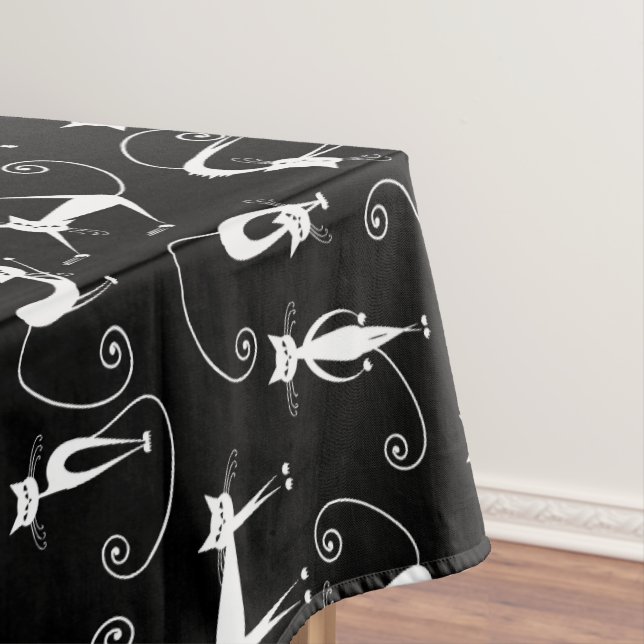 Nappe Motif de chat blanc élancé fantaisiste (In Situ)