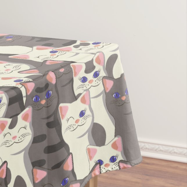 Nappe Motif de chats blancs et gris (In Situ)