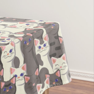 Nappe Motif de chats blancs et gris