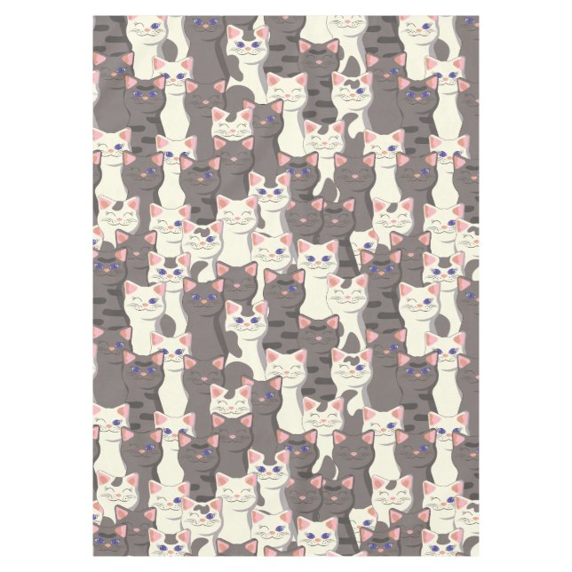 Nappe Motif de chats blancs et gris (Devant)