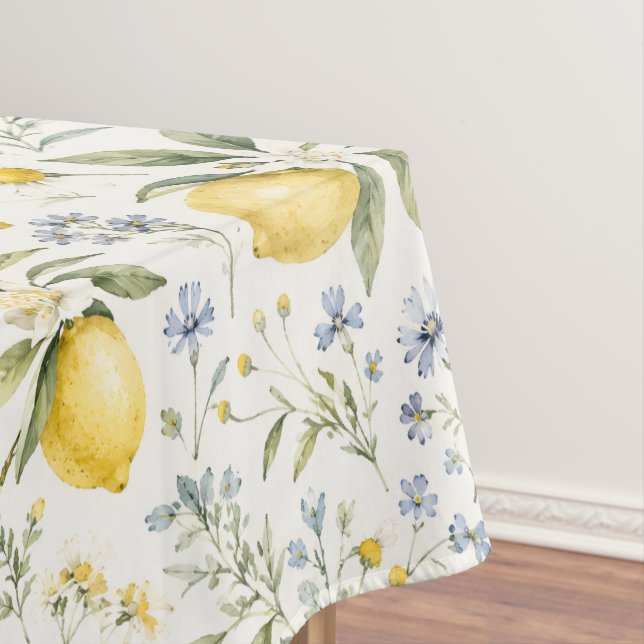 Nappe Motif de citron et de fleurs sauvages de campagne  (In Situ)