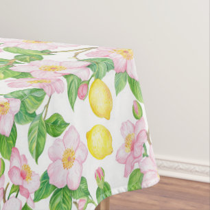 Nappe Motif de citrons floraux roses