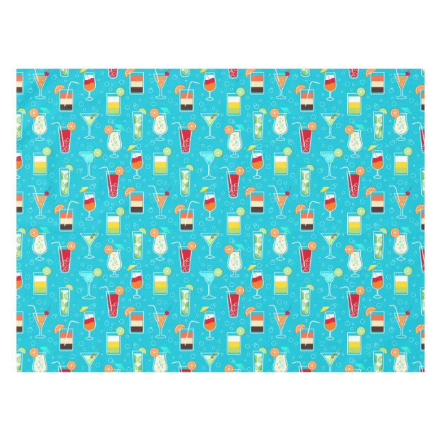 Nappe Motif de cocktail sur l'arrière - plan turquoise (Devant (Horizontal))