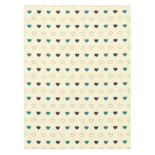 Nappe Motif de cœur bleu et sarcelle sur fond crème