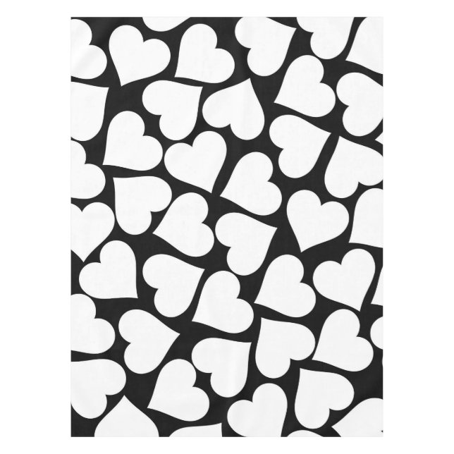 Nappe Motif de coeur noir et blanc rétro (Devant)