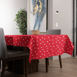 Nappe Motif De Coeurs Blancs Et Rouge